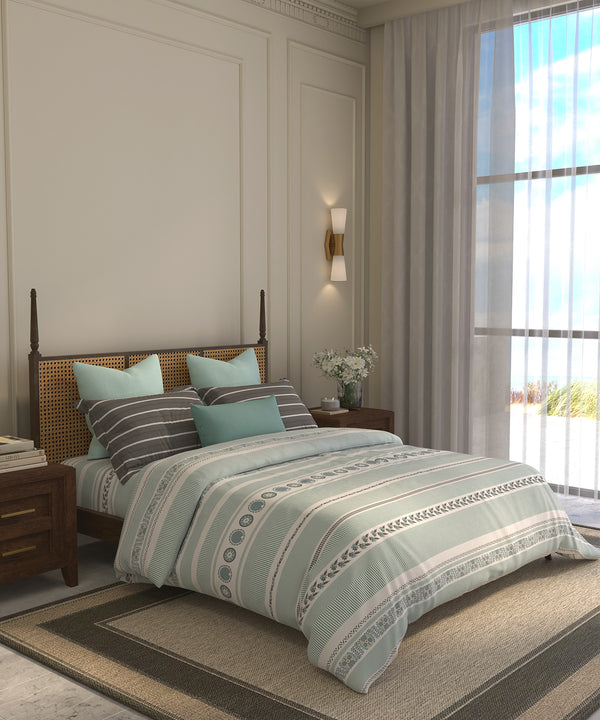 Home Essential Suzani King Bedsheet, Naqsh|144TC Cotton| 2 Pillow Covers