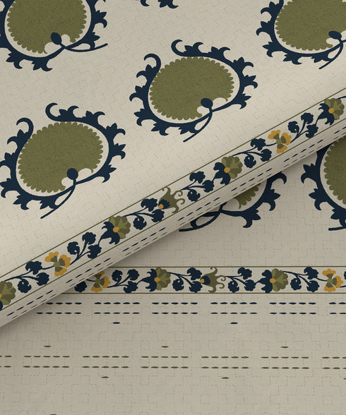 Home Essential Suzani King Fitted Bedsheet Set, Nagma|144 TC Cotton| 2 Pillow Covers