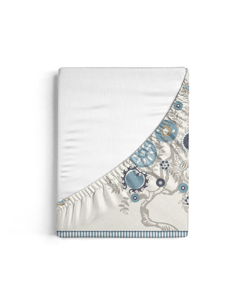 Home Essential Suzani King Fitted Bedsheet Set, Resham Raag|144 TC Cotton| 2 Pillow Covers