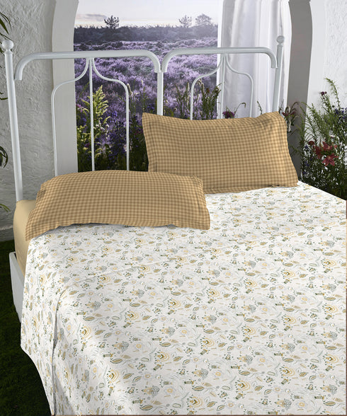 Aroma King Bedsheet Set,Vanilla Fudge|180 TC Cotton|2 Pillow Covers