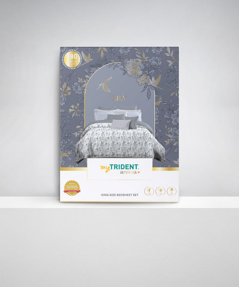 Aroma King Bedsheet Set, Lily Petal|180 TC Cotton|2 Pillow Covers