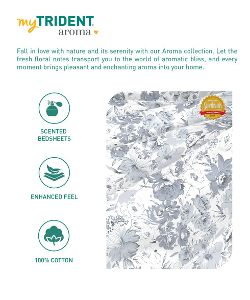 Aroma King Bedsheet Set, Lily Petal|180 TC Cotton|2 Pillow Covers