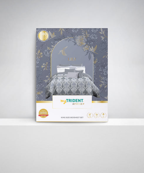 Aroma King Bedsheet Set, Lily Blush|180 TC Cotton|2 Pillow Covers