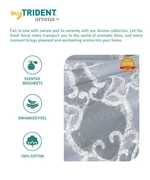 Aroma King Bedsheet Set, Lily Blush|180 TC Cotton|2 Pillow Covers