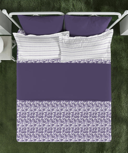Aroma King Bedsheet Set, Lavender Periwinkle|180 TC Cotton|2 Pillow Covers