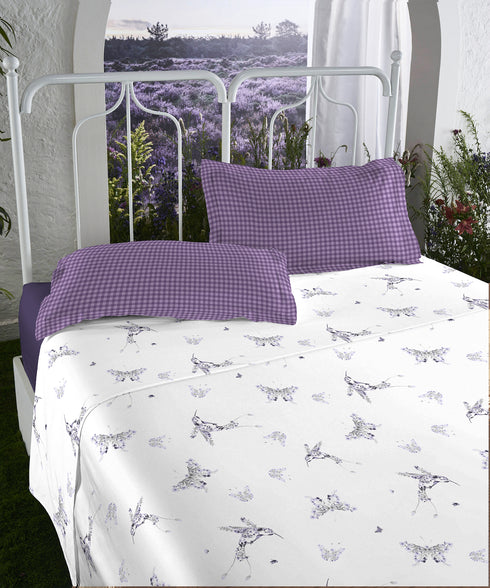 Aroma King Bedsheet Set, Lavender Heather|180 TC Cotton|2 Pillow Covers