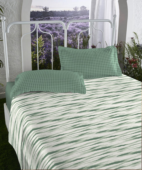 Aroma King Bedsheet Set, Green Apple Whirl|180 TC Cotton|2 Pillow Covers