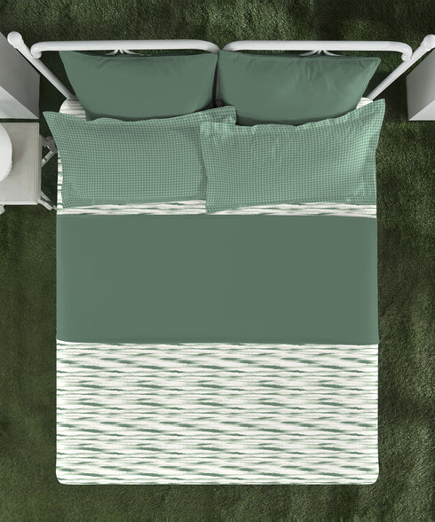Aroma King Bedsheet Set, Green Apple Whirl|180 TC Cotton|2 Pillow Covers