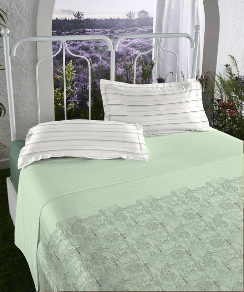 Aroma King Bedsheet Set, Green Apple Tickle|180 TC Cotton|2 Pillow Covers