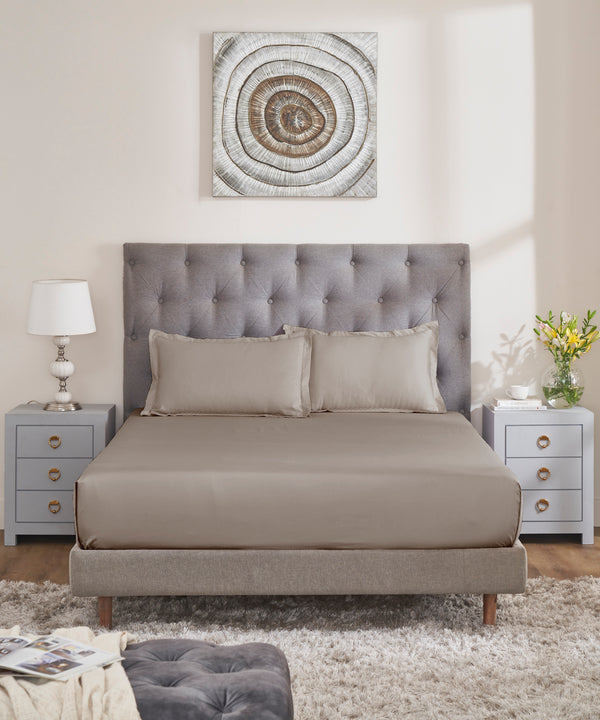 Nectarsoft Signature Select King Bedsheet Set, Hazelnut|400 TC Cotton| 2 Pillow Covers