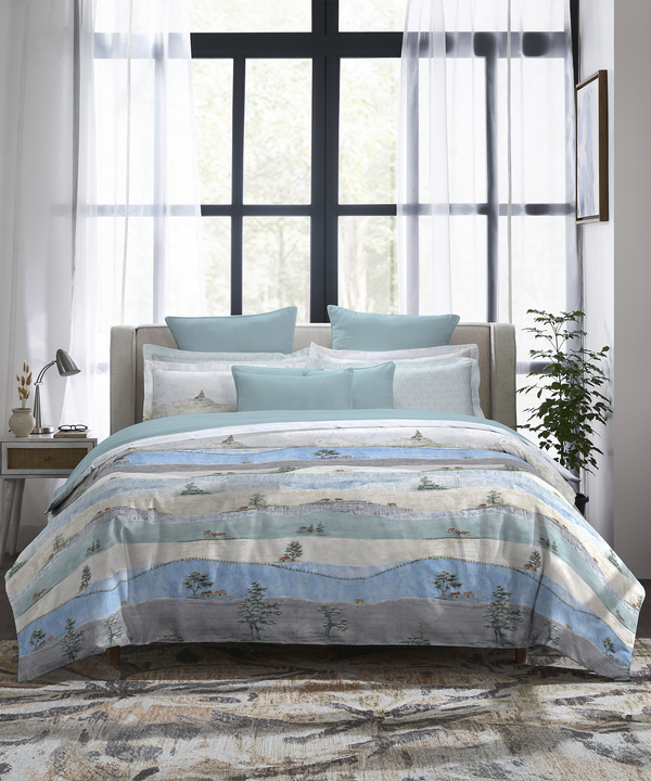 Indulgence Painterly Pattern King Bedsheet Set, Hillside Harvest|300 TC Cotton| 4 Pillow Covers