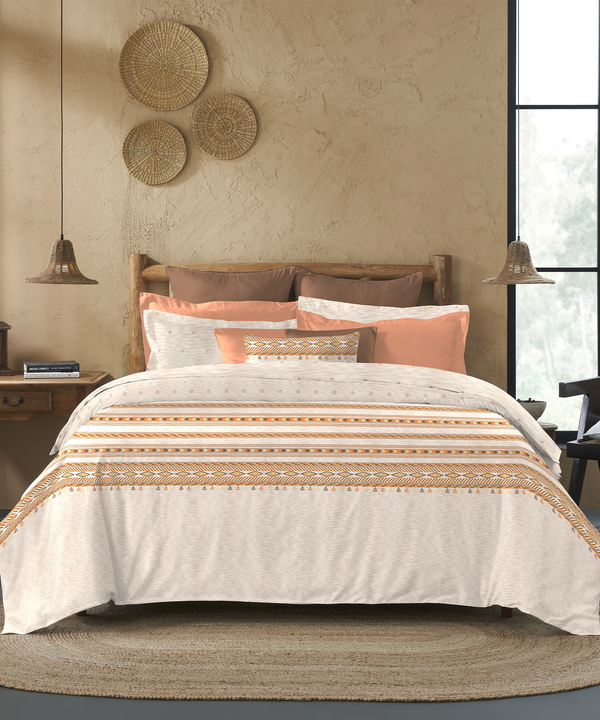 Sanskriti King Bedsheet Gift Set, Kullu Shawl Beige| 180 TC Cotton| 2 Pillow Covers