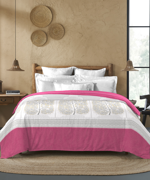 Sanskriti Double AC Comforter, Gond Art Pink| 180 GSM Polyester