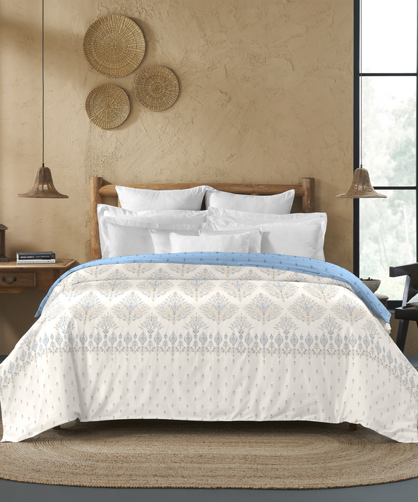 Sanskriti Double AC Comforter, Kantha Blue| 180 GSM Polyester