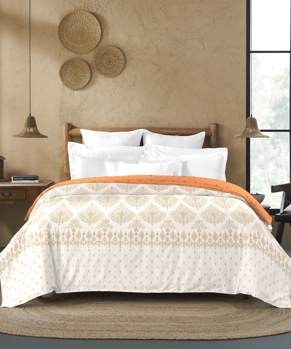 Sanskriti Double AC Blanket/Comforter, Kantha Orange| 180 GSM Polyester