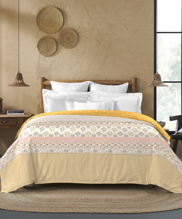 Sanskriti Double AC Comforter, Kasuti Turmeric| 180 GSM Polyester