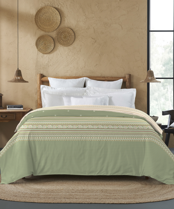 Sanskriti Double AC Comforter, Rogan Art Olive| 180 GSM Polyester