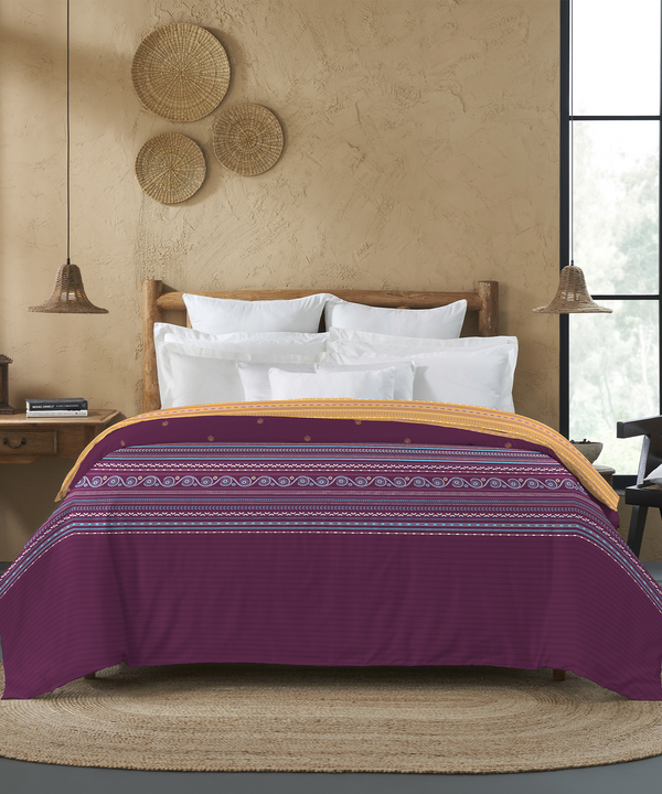 Sanskriti Double AC Comforter, Rogan Art Plum| 180 GSM Polyester