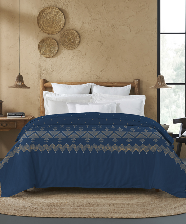 Sanskriti Double AC Comforter, Phulkari Blue| 180 GSM Polyester