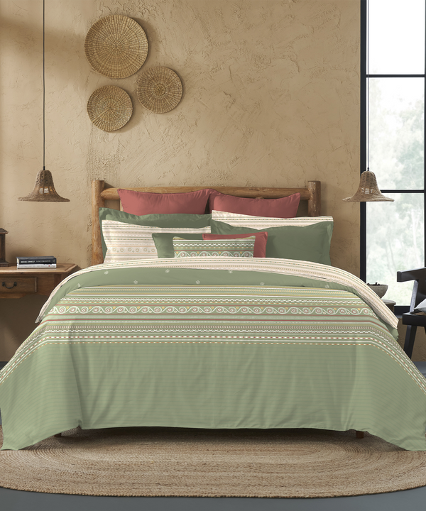 Sanskriti Bedding Set, Rogan Art Olive| 180 TC, 180 Cotton| 4 Pc Set