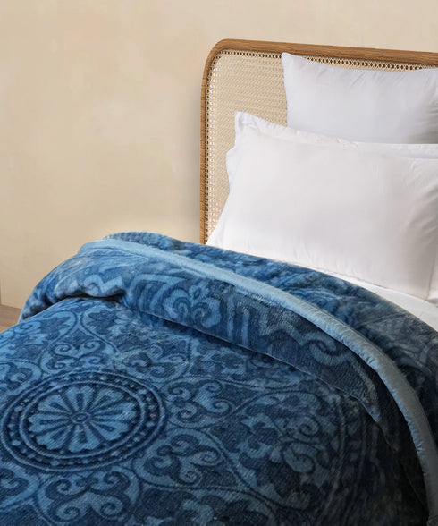 Sanskriti 2 ply Single Mink Blanket, Lipan Art| 3.2 KG