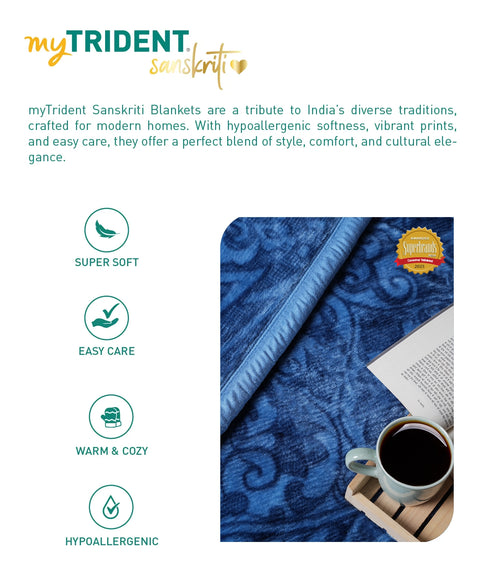Sanskriti 2 ply Single Mink Blanket, Lipan Art| 3.2 KG
