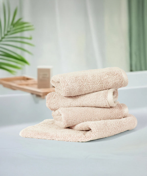 Organic Luxury 4Pc Face Towel, Beige|650 GSM Organic Cotton