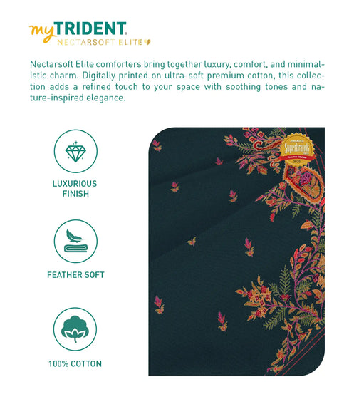 Nectarsoft Elite Double AC Comforter, Moonlight Bloom| 400 TC Cotton Shell 150 GSM Polyester Filling
