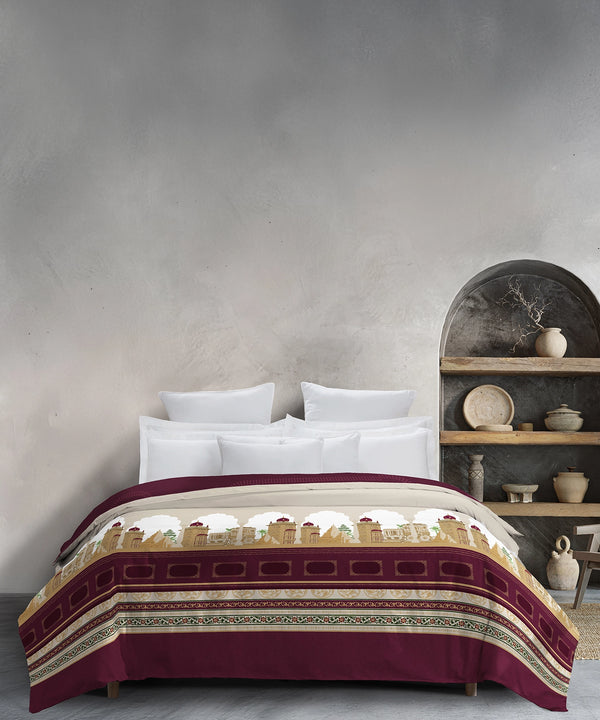 Classic Safarnama Double AC Comforter, Golden Chariot| 210 TC Cotton Shell 150 GSM Polyester Filling
