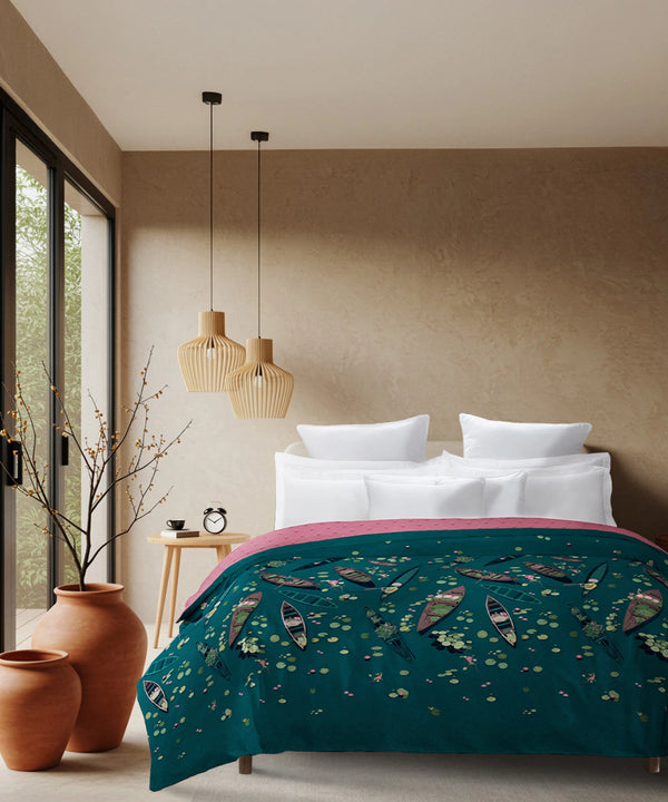 Classic Safarnama Double AC Comforter, Lakeside Drift| 210 TC Cotton Shell 150 GSM Polyester Filling