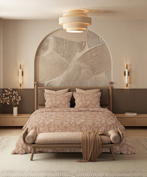 Home Essential Pastel Poetry Floral King Bedsheet,IRAJA Ginderbread|144TC Cotton| 2 Pillow Covers