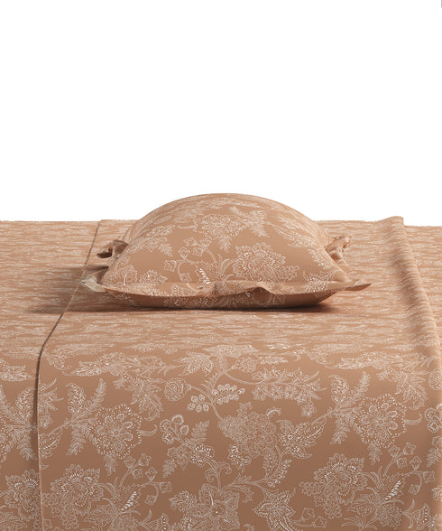 Home Essential Pastel Poetry Floral King Bedsheet,IRAJA Ginderbread|144TC Cotton| 2 Pillow Covers