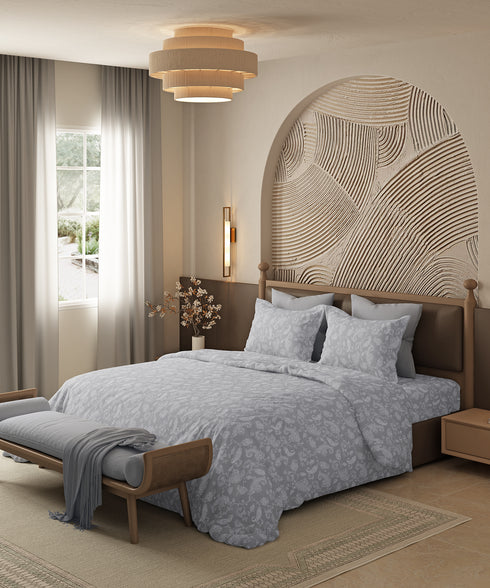 Home Essential Pastel Poetry Floral King Bedsheet, NITARA CLOUD|144TC Cotton| 2 Pillow Covers