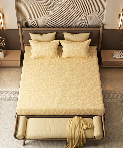 Home Essential Pastel Poetry Floral King Bedsheet, NITARA DAISY|144TC Cotton| 2 Pillow Covers