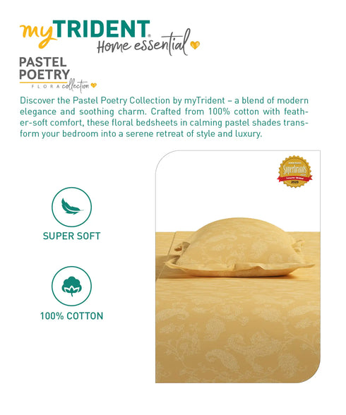 Home Essential Pastel Poetry Floral King Bedsheet, NITARA DAISY|144TC Cotton| 2 Pillow Covers