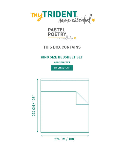 Home Essential Pastel Poetry Floral King Bedsheet, NITARA PAPAYA|144TC Cotton| 2 Pillow Covers