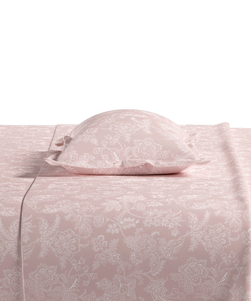 Home Essential Pastel Poetry Floral King Fitted Bedsheet,IRAJA BLUSH|144TC Cotton| 2 Pillow Covers