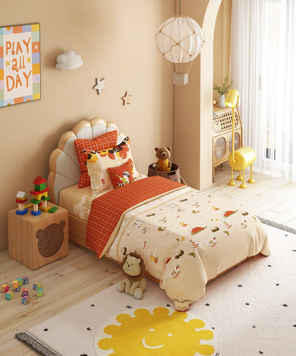 Juniors Single Bedsheet Set, Burrow Bros| 144TC Cotton| 1 Pillow Cover