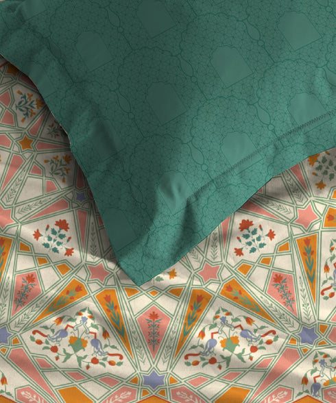 Gates Around The Globe King Bedsheet Set, Arqadia| 180 TC Cotton| 2 Pillow Covers