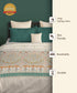 Gates Around The Globe King Bedsheet Set, Arqadia| 180 TC Cotton| 2 Pillow Covers