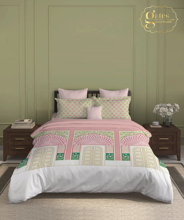 Gates Around The Globe King Bedsheet Set, Lirale| 180 TC Cotton| 2 Pillow Covers