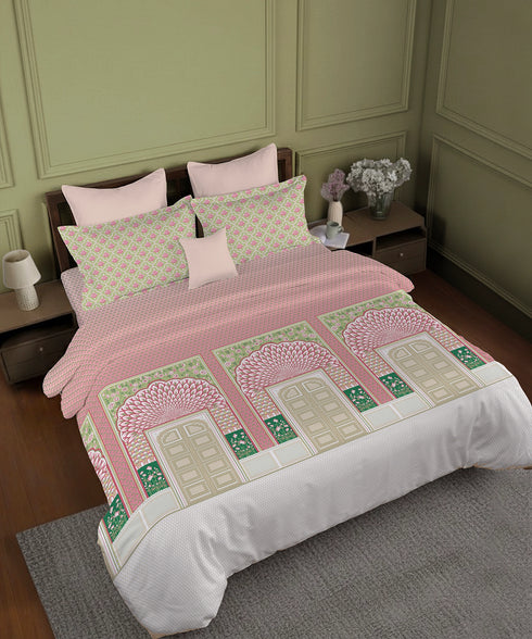 Gates Around The Globe King Bedsheet Set, Lirale| 180 TC Cotton| 2 Pillow Covers