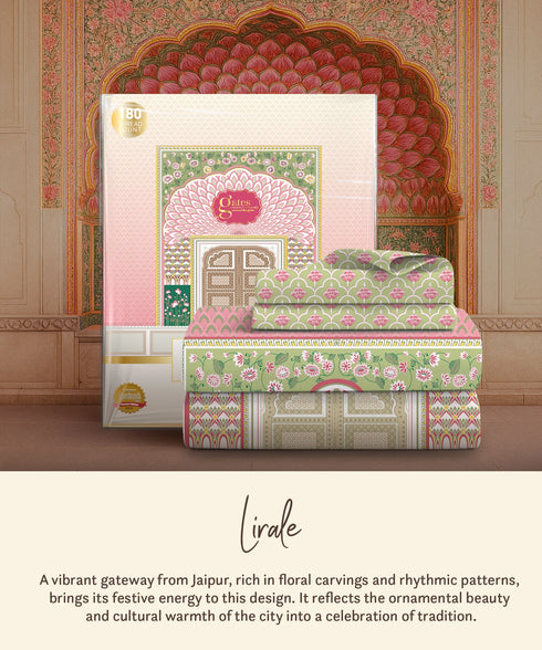 Gates Around The Globe King Bedsheet Set, Lirale| 180 TC Cotton| 2 Pillow Covers