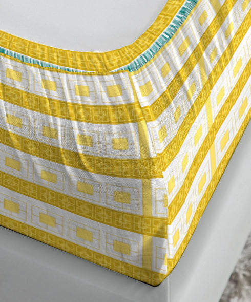 Gates Around The Globe King Fitted Bedsheet Set, Torii| 180 TC Cotton| 2 Pillow Covers
