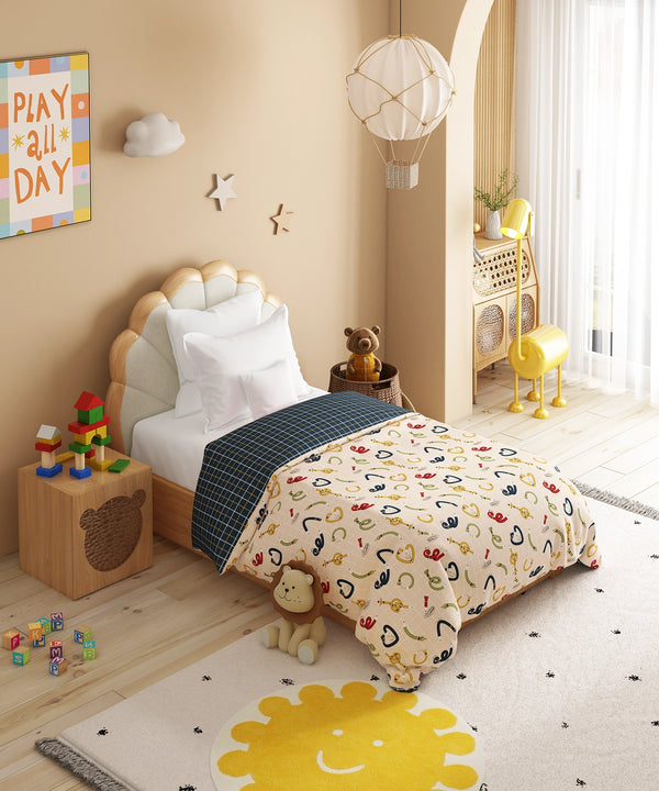 Juniors Single AC Comforter, Scribble Spot| 144TC Cotton