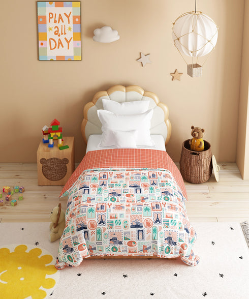 Juniors Single AC Comforter, Wander ways| 144TC Cotton