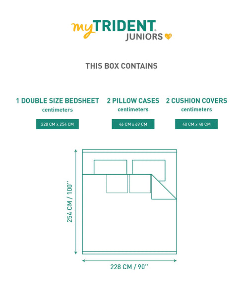 Juniors Double Bedsheet Set, Scribble Spot| 144TC Cotton|2 Pillow Covers & 2 Cushion Covers