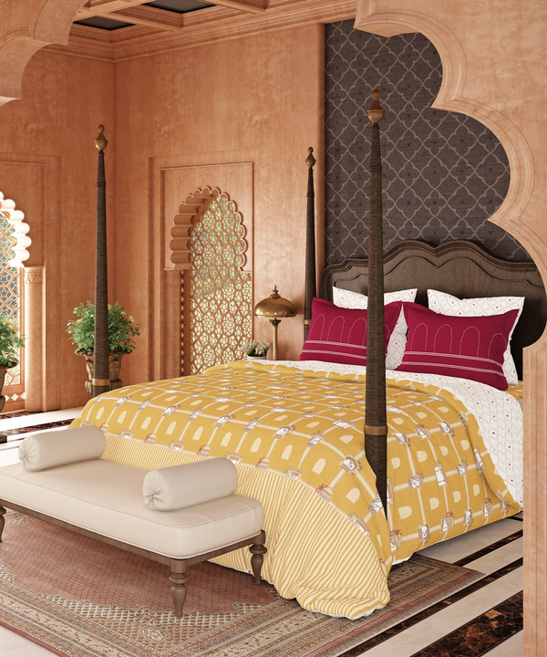 Road To Jaipur King Bedsheet Set,ANGAN RO ANAND|210 TC Cotton |2 Pillow Covers