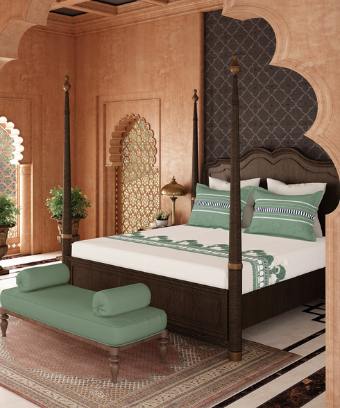 Road To Jaipur King Bedsheet Set, TORAN DWAR |210 TC Cotton |2 Pillow Covers