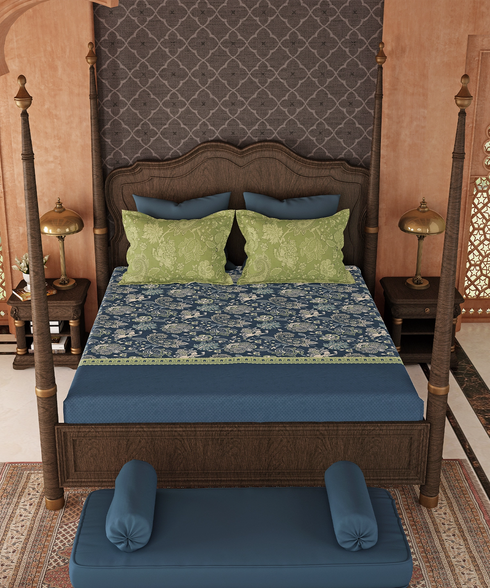 Road To Jaipur King Bedsheet Set, CHAAP RANG |210 TC Cotton |2 Pillow Covers